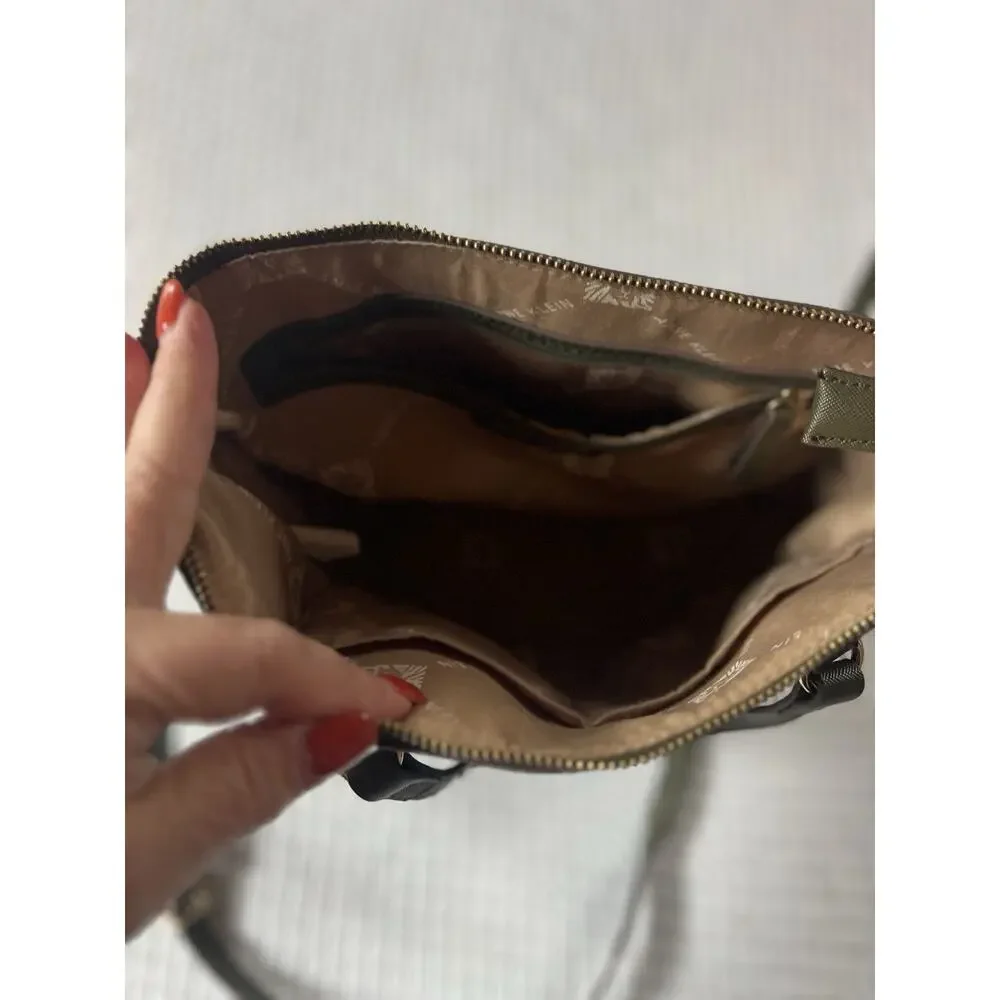 Anne Klein Signature Handbag Laine Tz Satchel Lion Logo Strap Purse Olive Green